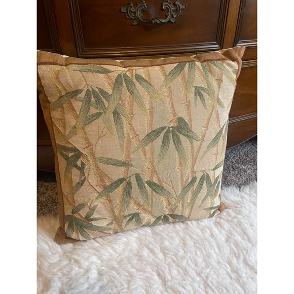 Goblys French Tapestry Pillow Bamboo Stalks Made in France 17 Inch Square - Picture 7 of 7